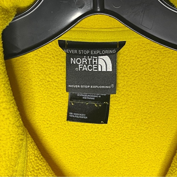The North Face Fleece Quarter Zip Pullover Size Small Men’s Yellow Black Logo - Picture 3 of 7